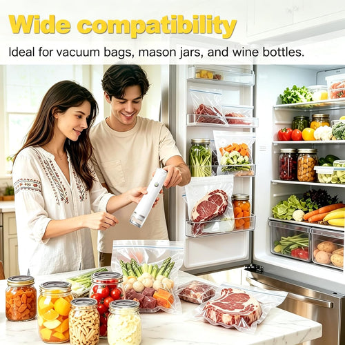 60Kpa Handheld Compact Vacuum Sealer W/30 Bags, Mason Jar Food Sealer | Powerful Suction, Lightweight and Portable, Mason Jars Require a Separate Vacuum Adapter Ring