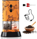 Dual Chamber Salt and Pepper Grinder Set Rechargeable,Electric Pepper Grinder Usb-C,One-Hand Control Automatic Salt Mill Shakers,Ceramic Adjustable Coarseness,Large Capacity LED for Kitchen Home Gifts