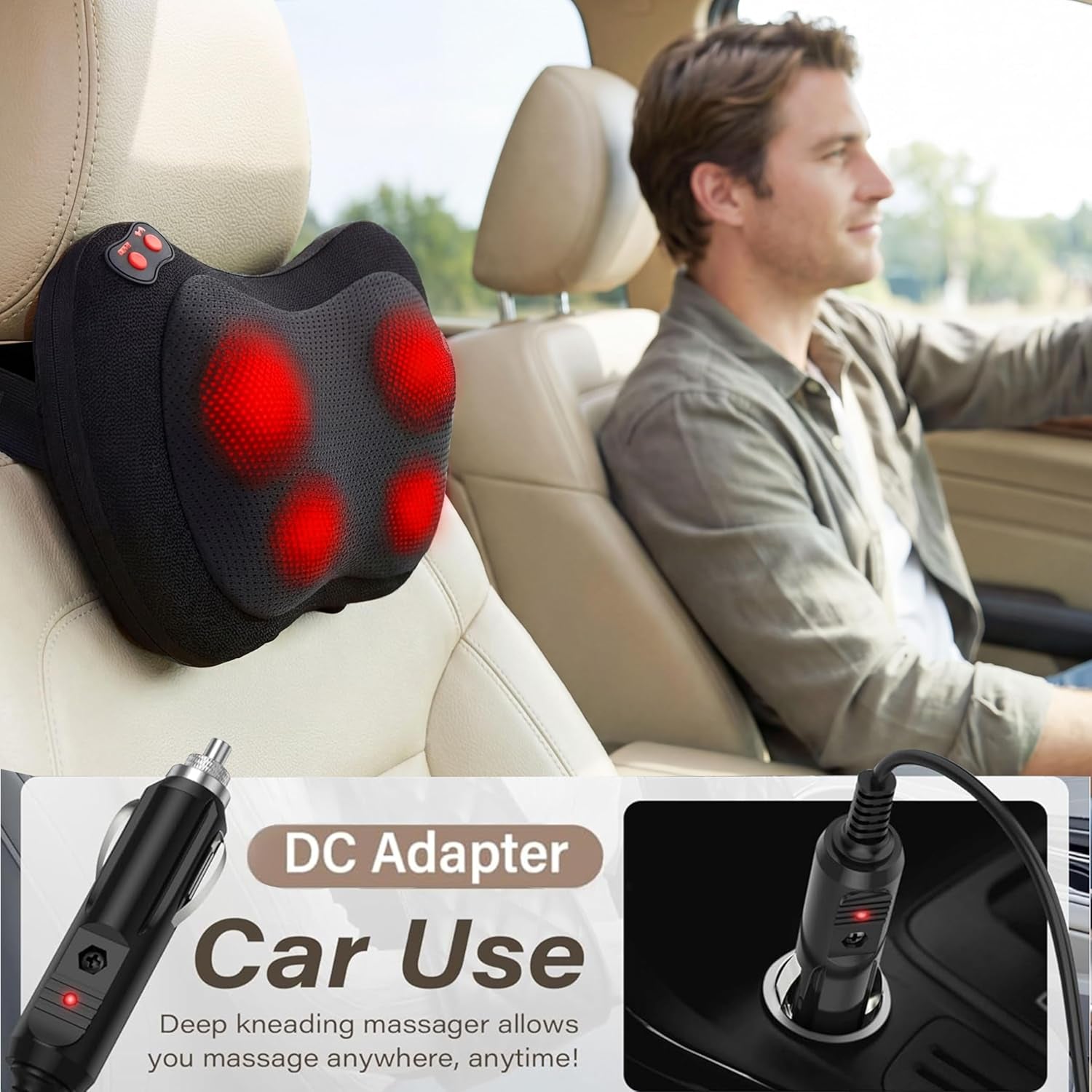 Back Massager with Heat,Shiatsu Neck Massage Pillow for Neck,Shoulder,Foot&Lower Back Pain Relief Deep Tissue,Body Muscle Relaxation Tool Gifts for Women/Mom/Dad(Black)