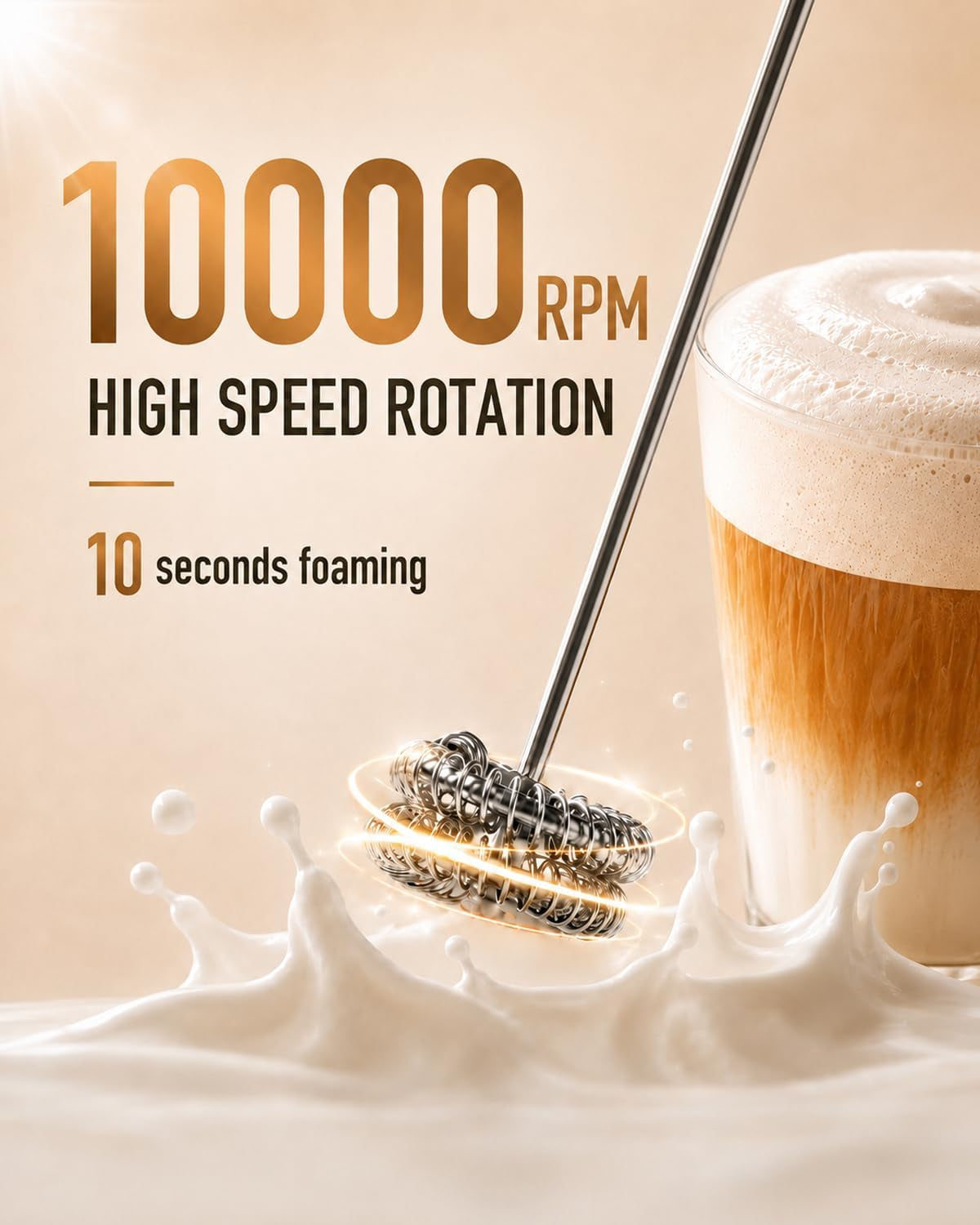 Electric Coffee Frother Handheld, USB Rechargeable Coffee Mixer Wand with Stand and 350Ml Milk Frother Cup, Whisk Set for Latte Art, Cappuccino, Espresso