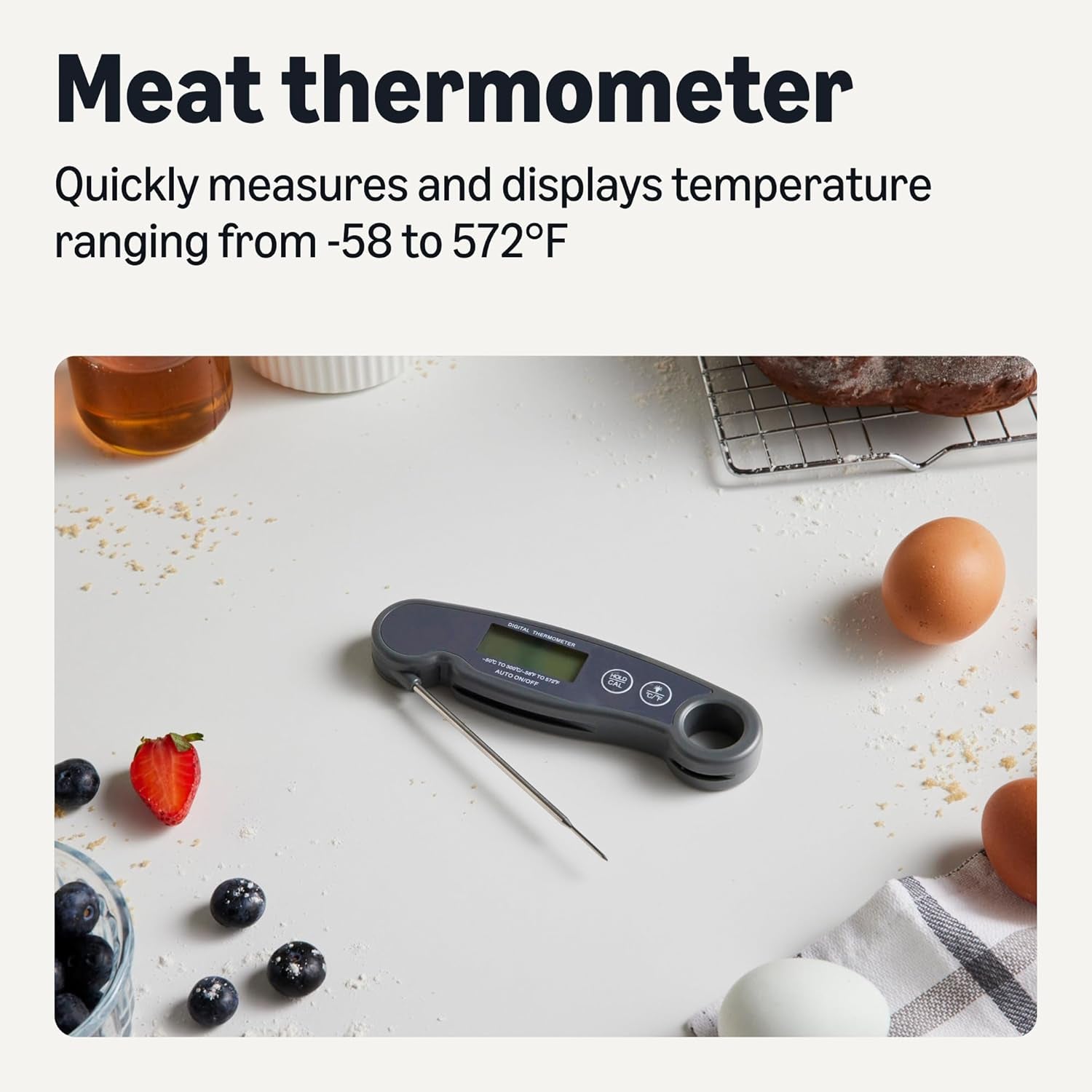 Instant Read Digital Meat Thermometer, Water-Resistant