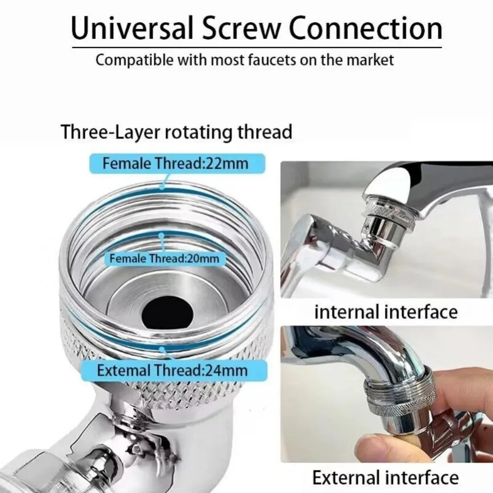 1080° Rotating Splash Filter Metal Faucet Extender Dual Mode Kitchen Faucet Bubbler Splash Nozzle Robotic Arm Kitchen Accessory