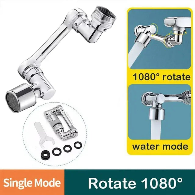 1080° Rotating Splash Filter Metal Faucet Extender Dual Mode Kitchen Faucet Bubbler Splash Nozzle Robotic Arm Kitchen Accessory