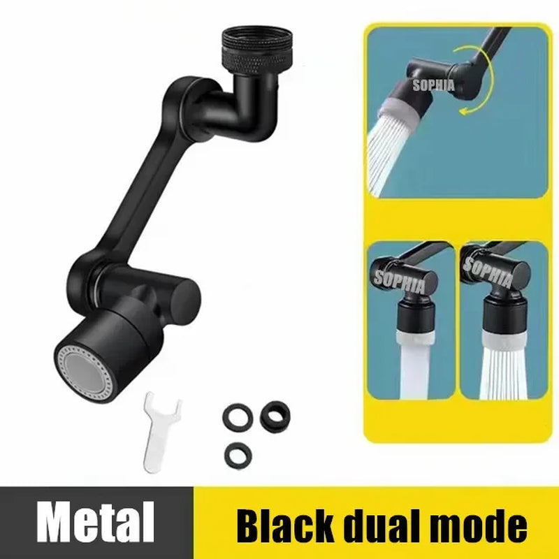 1080° Rotating Splash Filter Metal Faucet Extender Dual Mode Kitchen Faucet Bubbler Splash Nozzle Robotic Arm Kitchen Accessory