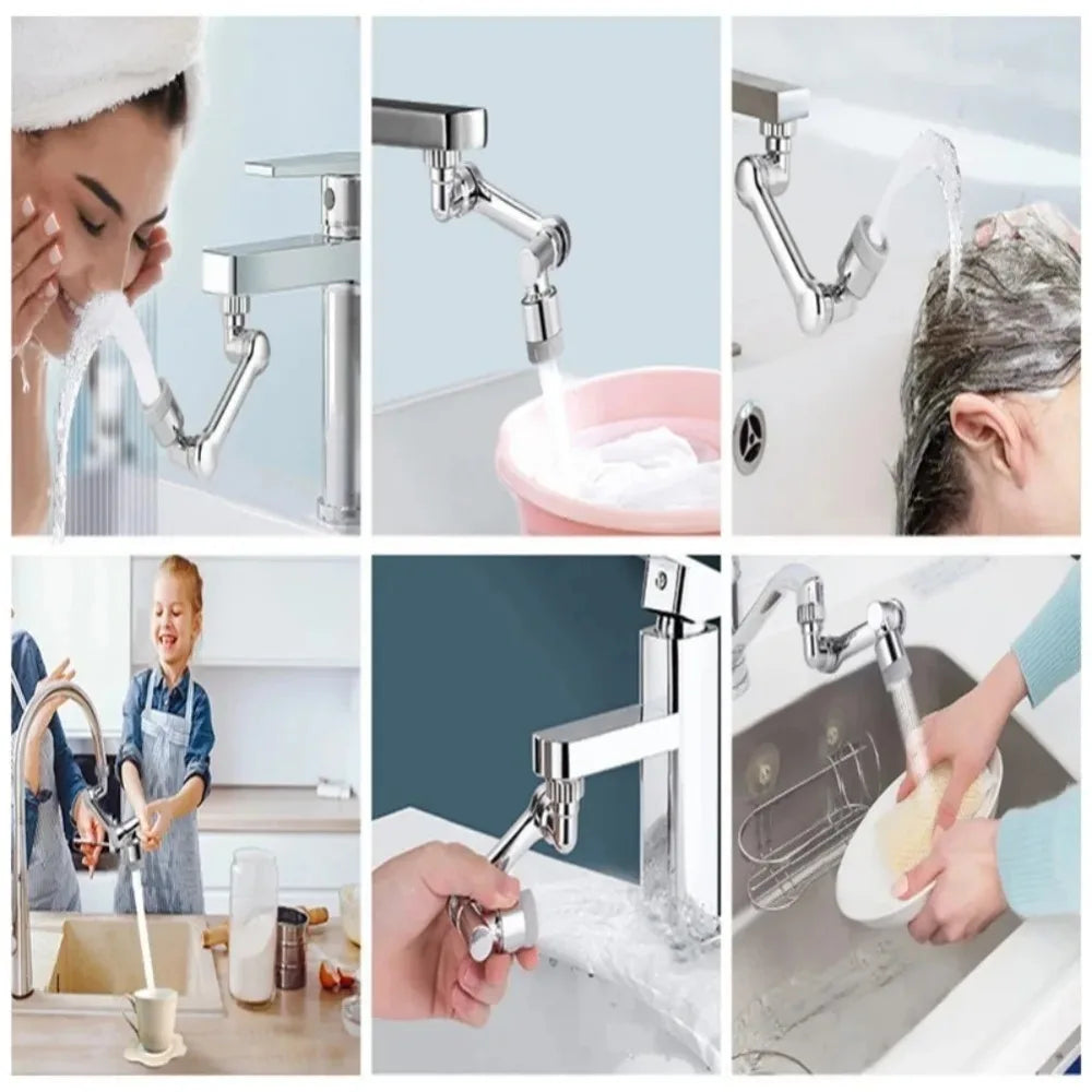1080° Rotating Splash Filter Metal Faucet Extender Dual Mode Kitchen Faucet Bubbler Splash Nozzle Robotic Arm Kitchen Accessory