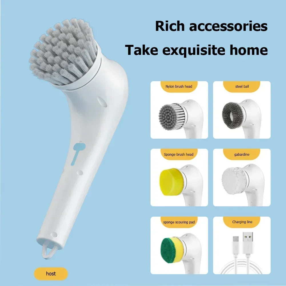 5-In-1 Electric Cleaning Brush Cleaning Gadget Window Cleaner Bathroom Bathtub Toilet Brush Kitchen Cleaning Tool