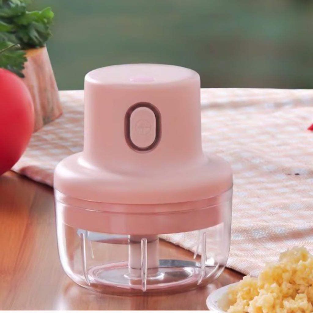 Wireless Food Chopper, Food Processor Small, Manual Chopper Rechargeable Kitchen Gadget with Stainless Steel Blades for Root Mini Vegetables and Fruits with Container for Kitchen (100Ml)