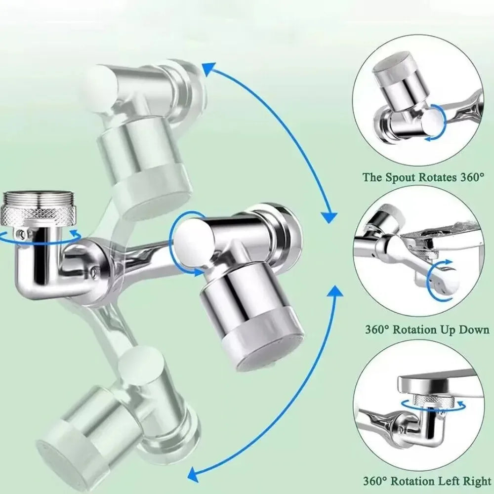 1080° Rotating Splash Filter Metal Faucet Extender Dual Mode Kitchen Faucet Bubbler Splash Nozzle Robotic Arm Kitchen Accessory