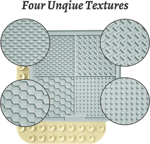 2PCS Large Lick Mat for Dogs and Cats, Licking Mats for Dog Anxiety Relief, Cat Peanut Butter Lick Pad for Boredom Reducer, Dog Treat Mat Perfect for Bathing Grooming Gray&Beige