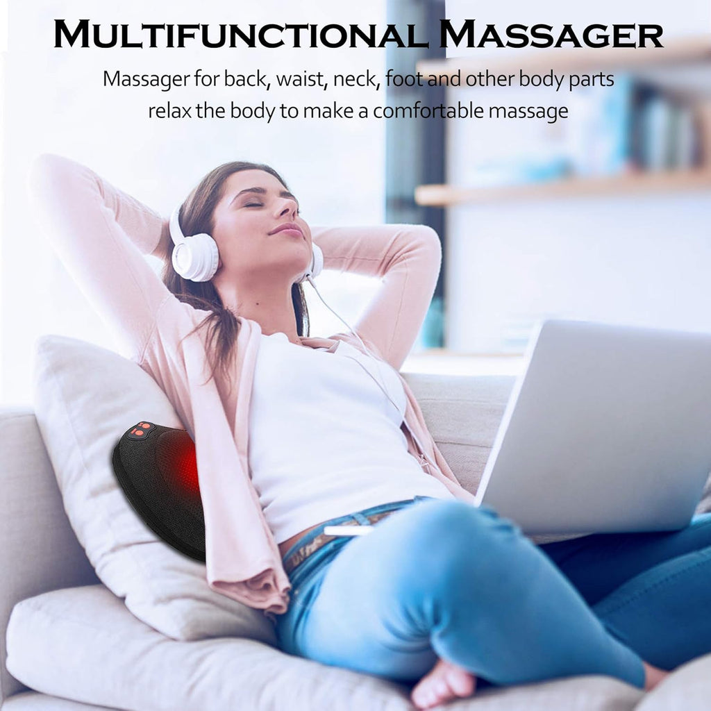 Back Massager with Heat,Shiatsu Neck Massage Pillow for Neck,Shoulder,Foot&Lower Back Pain Relief Deep Tissue,Body Muscle Relaxation Tool Gifts for Women/Mom/Dad(Black)