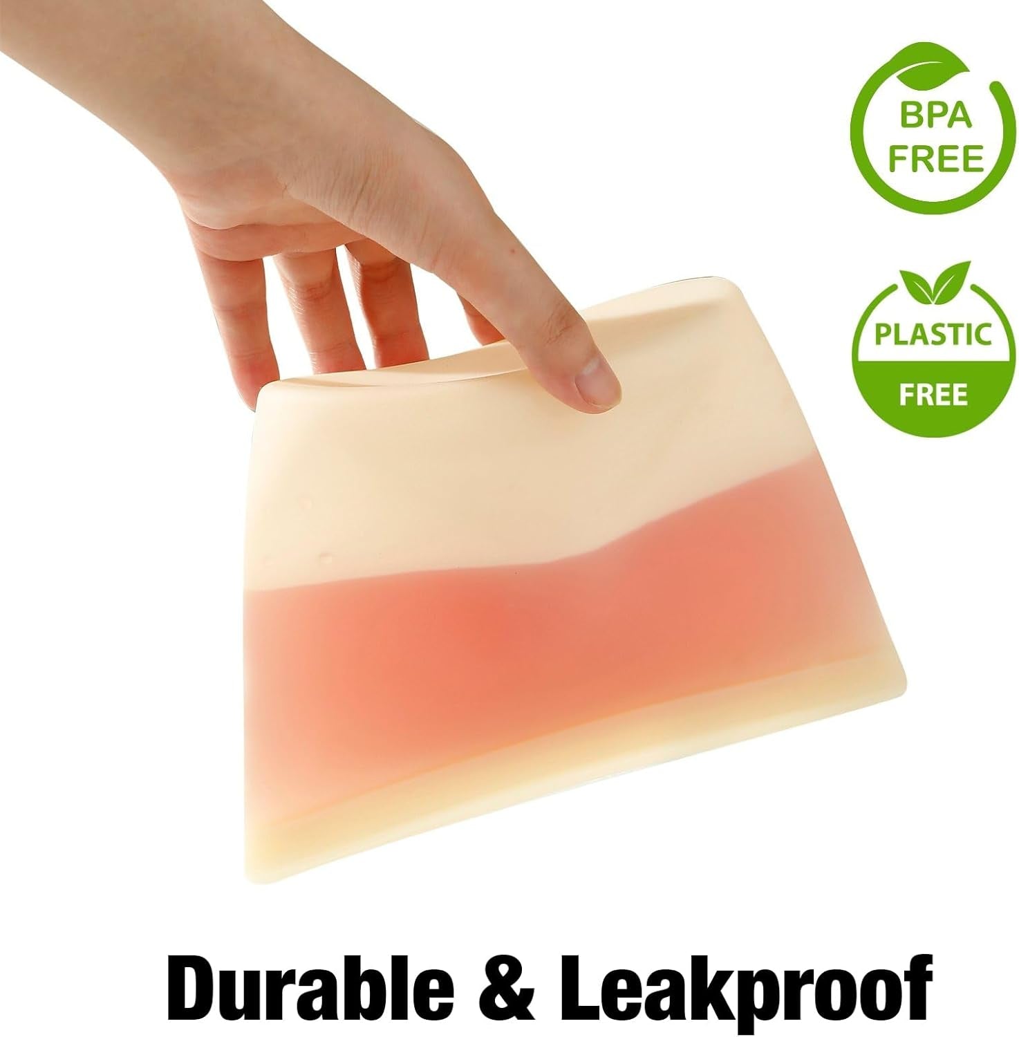 6 Pack Reusable Silicone Food Storage Bags,  Reusable Bags, Leakproof Freezer Bag for Sandwich, Snack, Dishwasher Safe, BPA Free