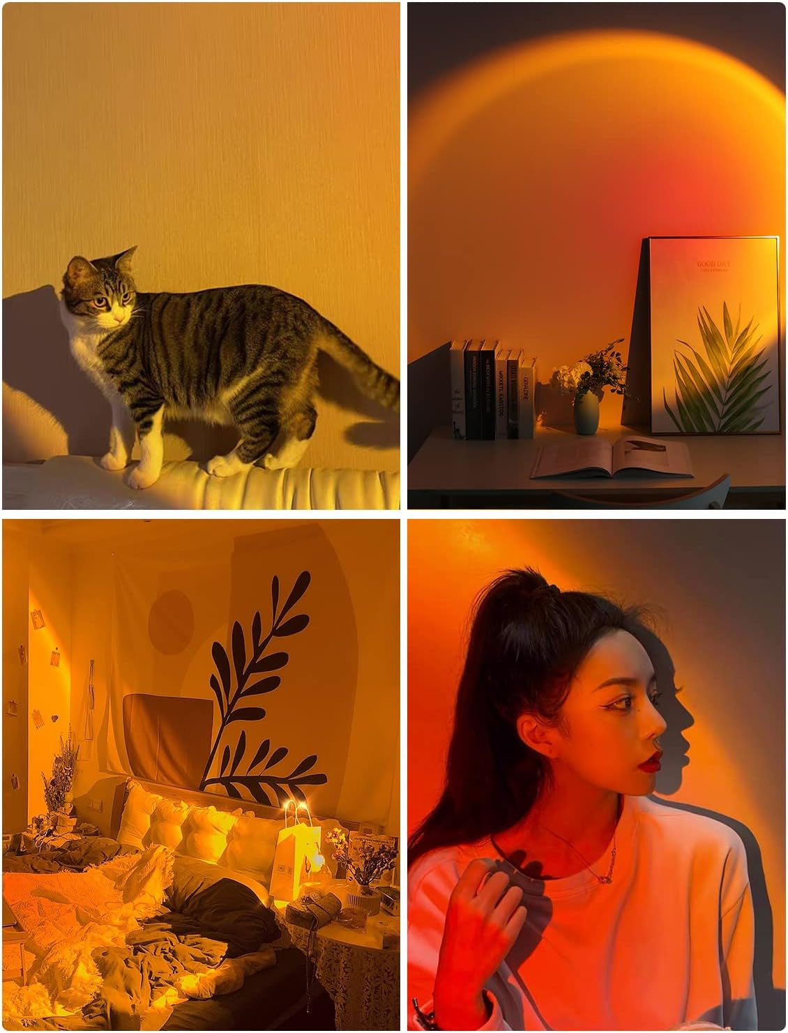 Sunset Lamp Projector 10W, Aura Sun Light Projection Lamp, Room Decor Aesthetic Tiktok Romantic Night Lights Vintage Decor for Photo Vlog Bedroom Living Room Home Indoor Party (Sunlight Red)