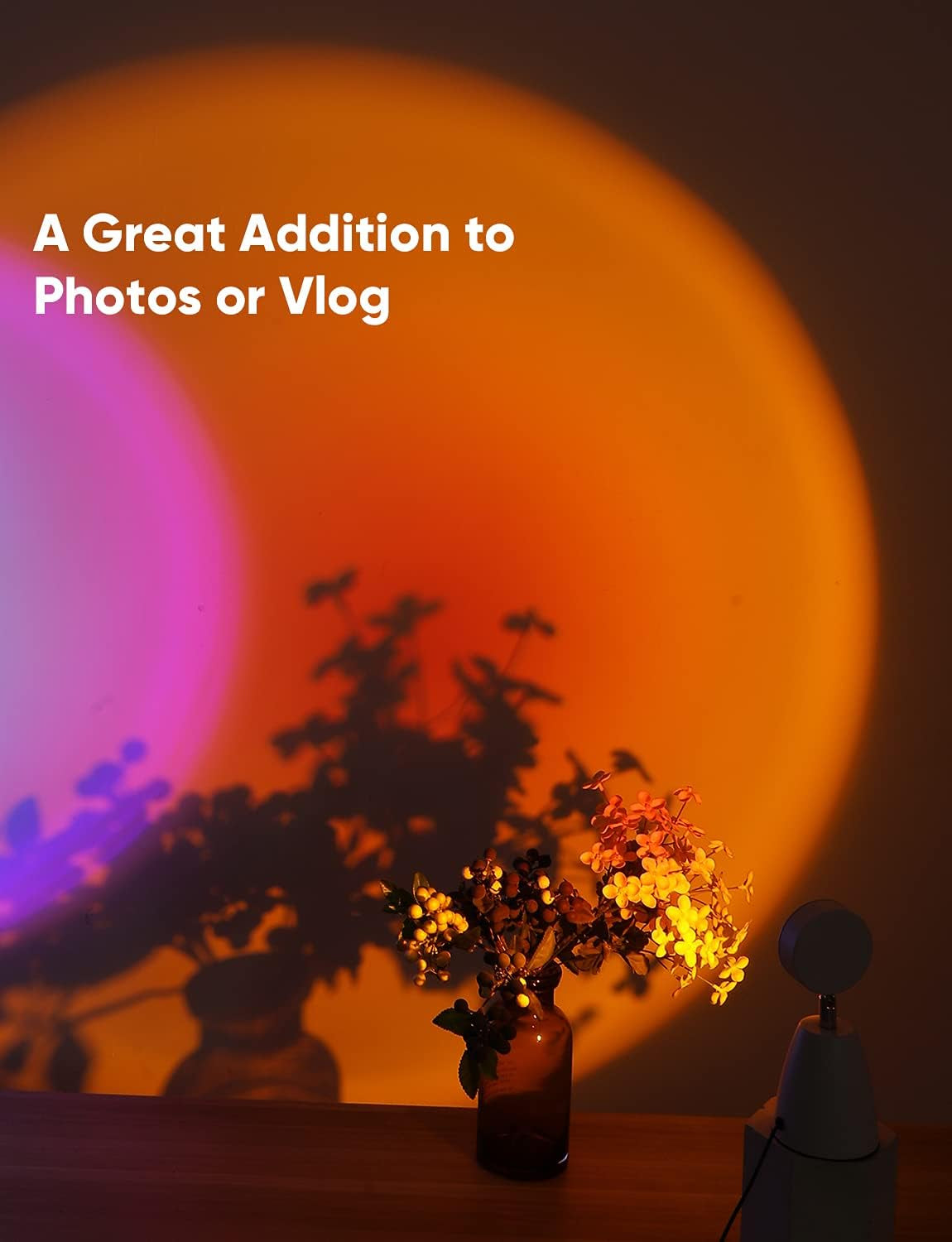 Sunset Lamp Projector 10W, Aura Sun Light Projection Lamp, Room Decor Aesthetic Tiktok Romantic Night Lights Vintage Decor for Photo Vlog Bedroom Living Room Home Indoor Party (Sunlight Red)