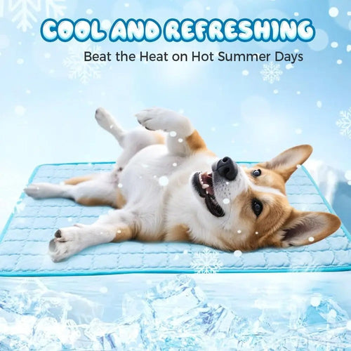 Ice silk dog cooling mat - dog resting comfortably